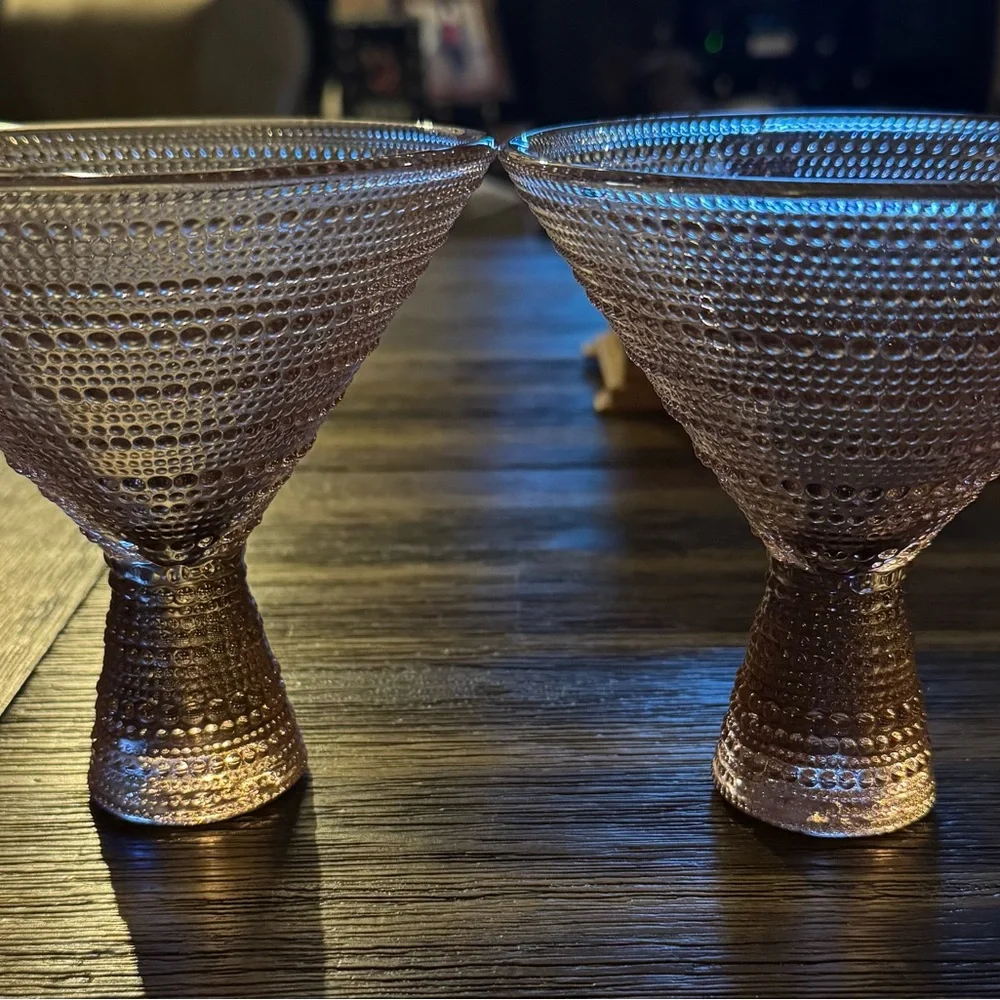 Schott Zwiesel Pink Textured Glass Martini Coupes - Set of 2